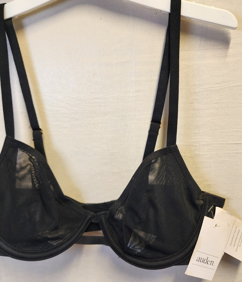 New Auden Women's Black Underwire Sheer Bra Adjustable Straps Size 32B - Picture 2 of 5